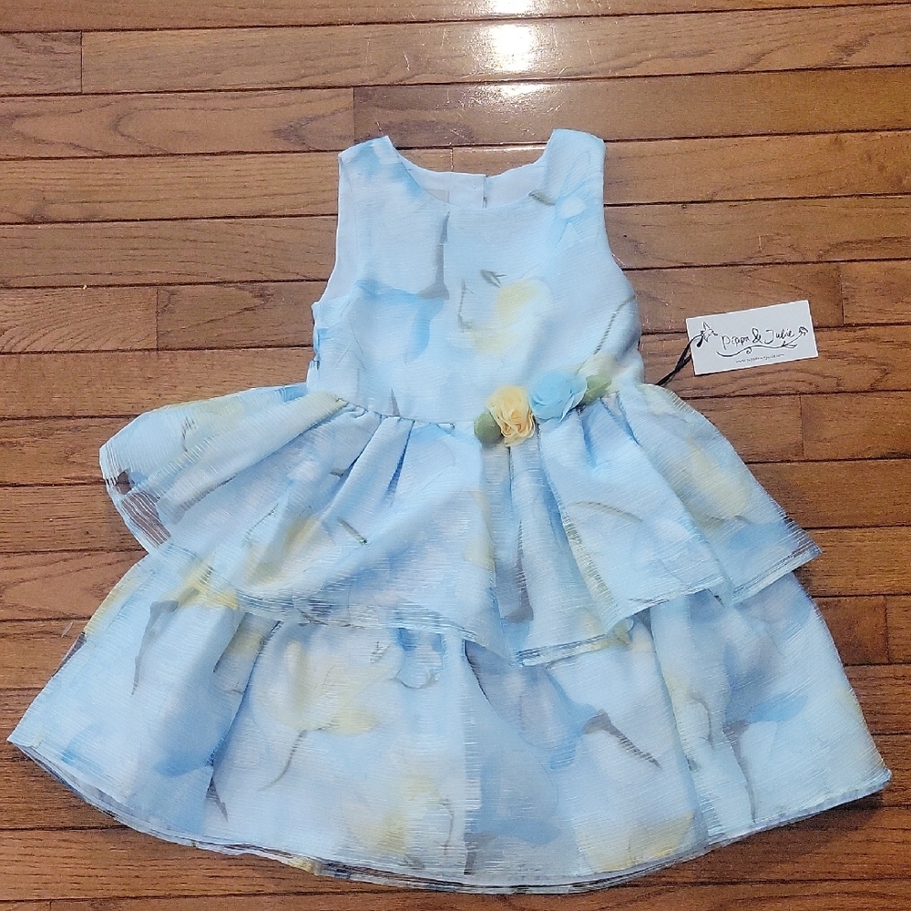 Pippa & Julie Blue and Yellow Ruffled Tiered Sundress